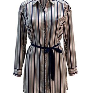 Express Size Medium Shirt Dress Striped Blue, Red and White & Waist TiemPreloved